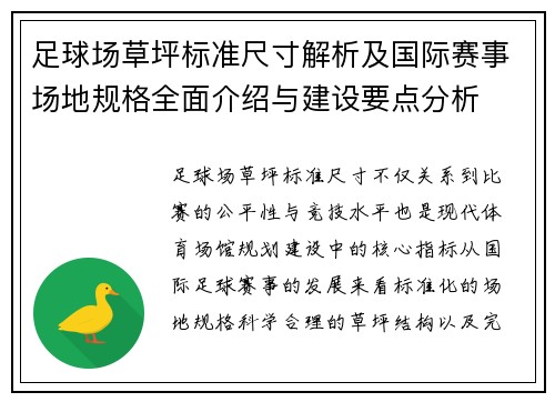 足球场草坪标准尺寸解析及国际赛事场地规格全面介绍与建设要点分析 足球场草坪标准尺寸解析及国际赛事场地规格全面介绍与建设要点分析